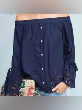 Isabella Sinclair by Anthropologie Off Shoulder Eyelet Blouse